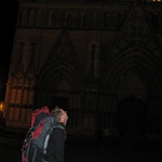 Tom in awe at the cathedral.