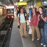 Waiting for the cable car to take us up the hill.