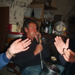 Claude plays the watercan.