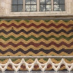 Interesting roof patterns on a church, stand out a mile away