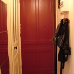 Front door - toilet door on the left.