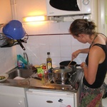 Gini in the "Kitchen" - where she belongs.