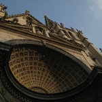 Staring up at a cathedral.