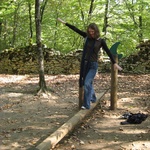 Gini shows off her balance skills by falling off!
