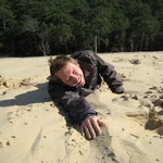 Tom attempting to climb back up
