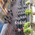 A random band coming down our street one morning!