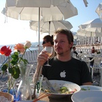 Tom content after stuffing himself with calamari, frites and salade vert.