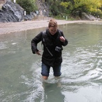 We decided to get our feet, legs and jeans wet ....