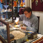 Glass artist hard at work