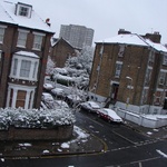 Hardly any snow on the footpaths!