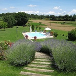 Which led down to the swimming pool
