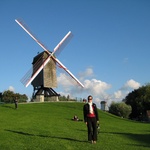 Gini with the huge windmill hill behind her.