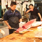 Knife in action, poor tuna!