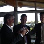 The three boys enjoy a whisky to help calm the nerves