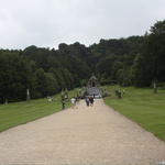 Path leading to the river / gravity powered fountain