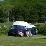 Relaxing after arriving at the campsite near Mt Snowdon