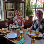 At the pub with Uncle Peter chowing down on our meals