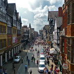Along the main shopping street of Chester