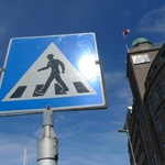 Funky man walking one way ... 