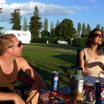 Enjoying the after dinner sun