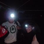 Anna and Perry don their headlamps with style