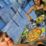 Pizza and salad for the ladies
