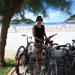 Locking up the bikes for a stroll