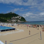 A swimming pool on a beach?