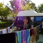 Washing day! Someone's impressed with his clothes line.
