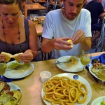 The calamari arrives