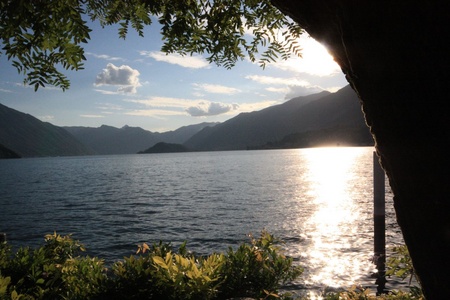 Sun sets over the lake