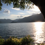 Sun sets over the lake
