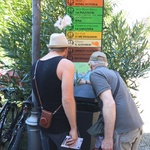 The boys check the map