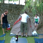 Setting up the tent for JAM or they were!