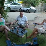 Relaxing and enjoying a cold beer