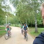 Biking out of the campsite