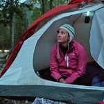 Gini enjoying the view from the tent