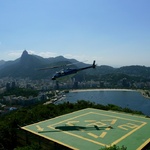 People getting helicopter rides half way up Sugarloaf Mountain