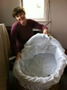 Gini gets creative making a cover for our new Bean Bed! So comfy.