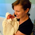 On our way out of the hospital.
