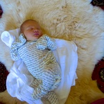 Quiet time on her new sheepskin