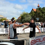 Tom welcomes Andy to the finish